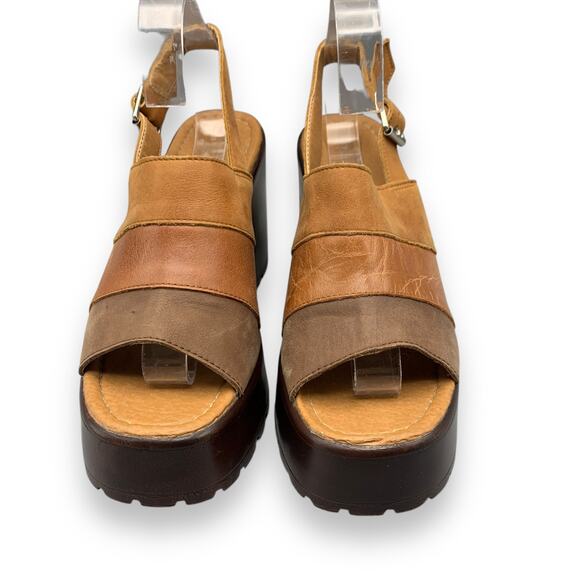 ROC Misty Slingback Sandal Size EU 40 US 8.5-9 Brown Leather Chunky Open Toe Y2K - Picture 3 of 14